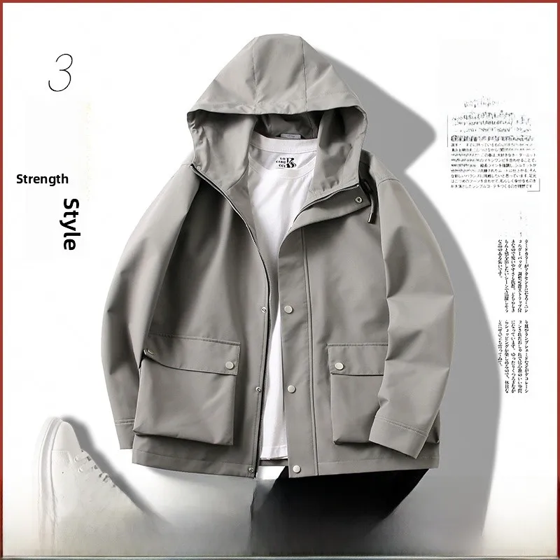 

Повседневная уличная мужская куртка с капюшоном и открытой передней частью, свободная легкая рабочая одежда, универсальная молодежная одежда-стойка, весна-осень