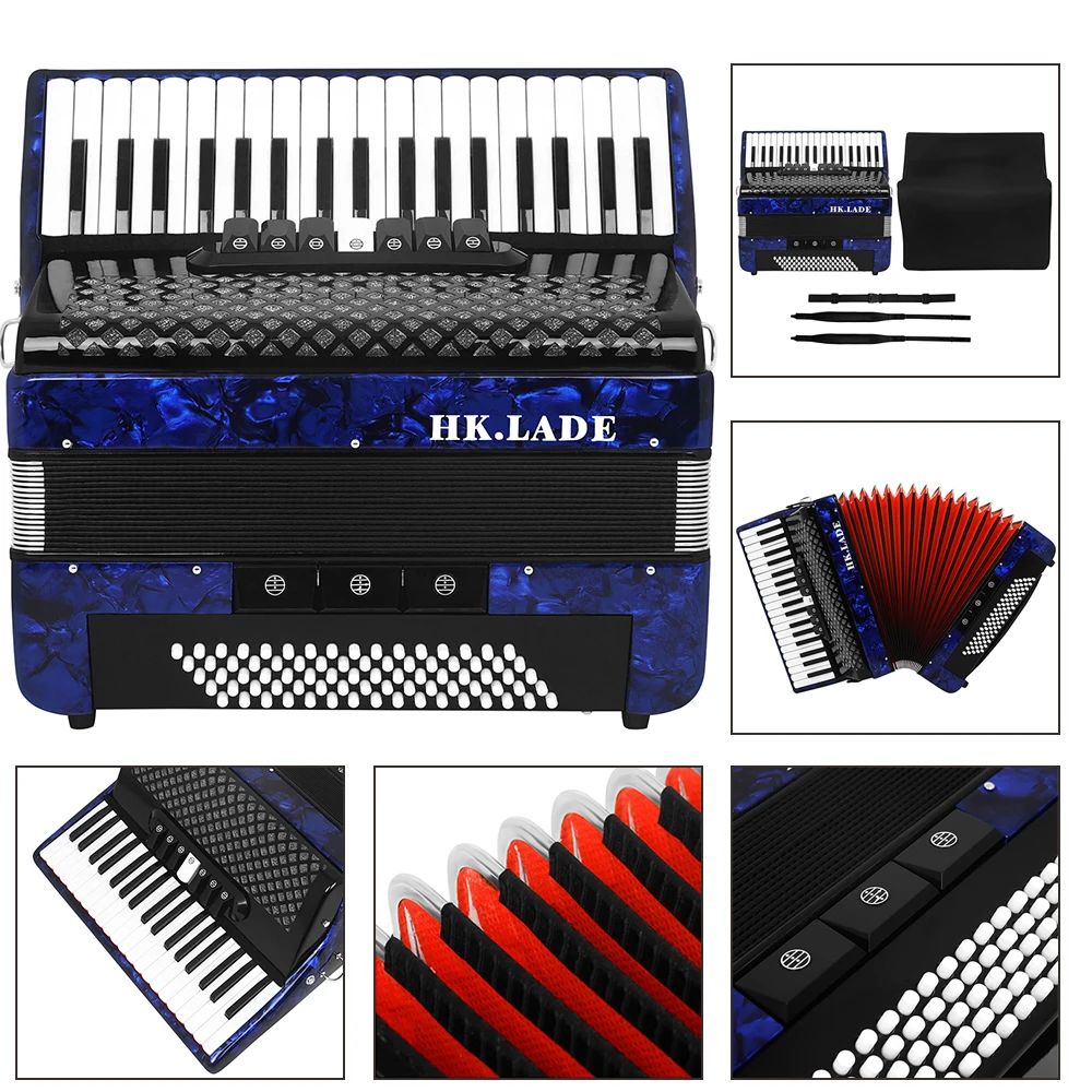 HK.LADE AH-30 37 Keys 80 Bass Accordion Multiple-voice Accordion with Bag Keyboard Instrument for Grading Performance/Teaching