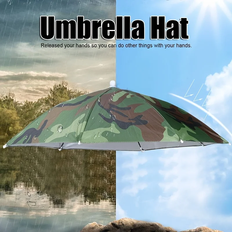 Portable Rain Umbrella Hat Foldable Outdoor Pesca Sun Shade Waterproof Camping Fishing Headwear