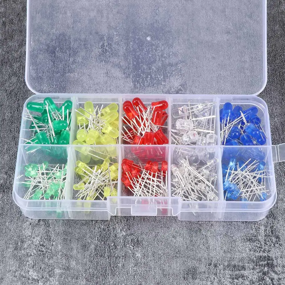 200pcs White Green Ultra Bright Lamp Bulb Yellow 5mm 3 Mm Light Bead LED Diode Kit