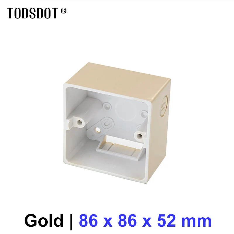 Caja de enchufe de interruptor dorada de 52 mm, caja de conexiones de superficie de pared europea Champaign Gold, caja de montaje en pared tipo 86, retardante de llama de PVC