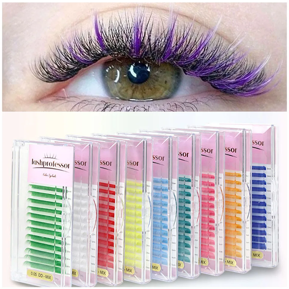 

Fluorescent Color Eyelashes Extension Blue Purple Pink White Yellow Green Brown Red Colorful Classic Mink False Eyelashes Makeup