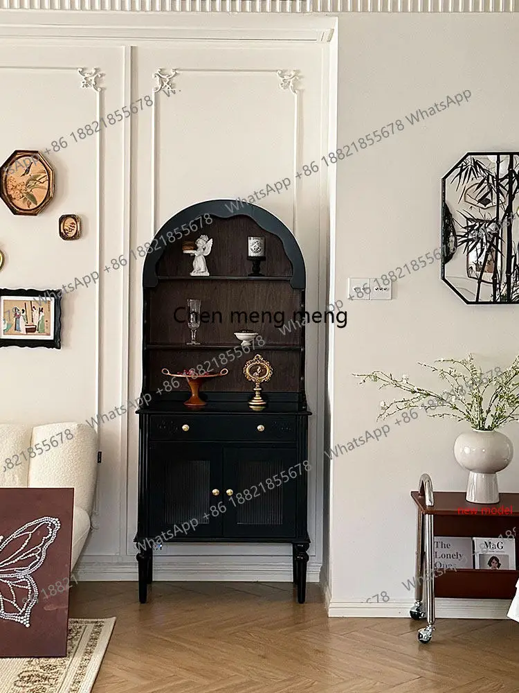 Medieval Solid Wood Wine Cabinet French Dome Bookcase Decorative Wine Cabinet American Retro Bar Furniture Barschrank
