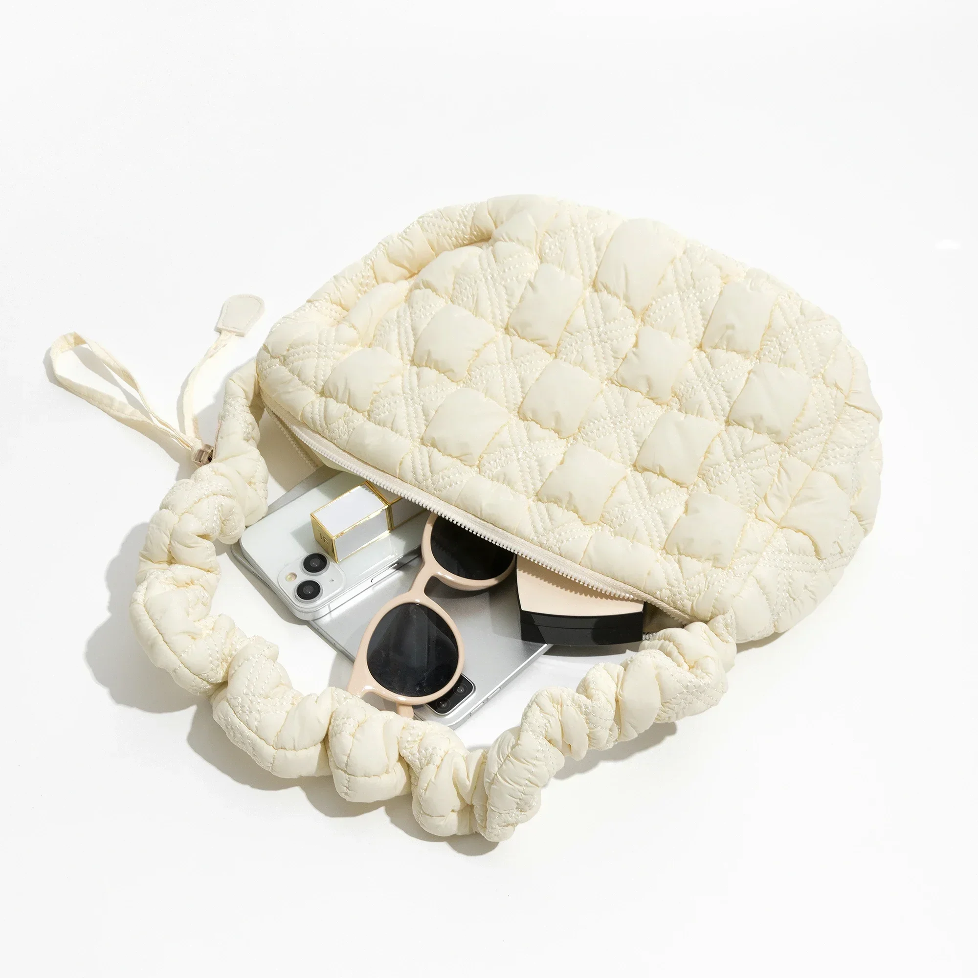 Korean Niche Cloud Bag Shoulder Crossbody Bag Bubble Pleated Feather Bag Large Capacity Underarm Bag Dumpling Bag Lightweight