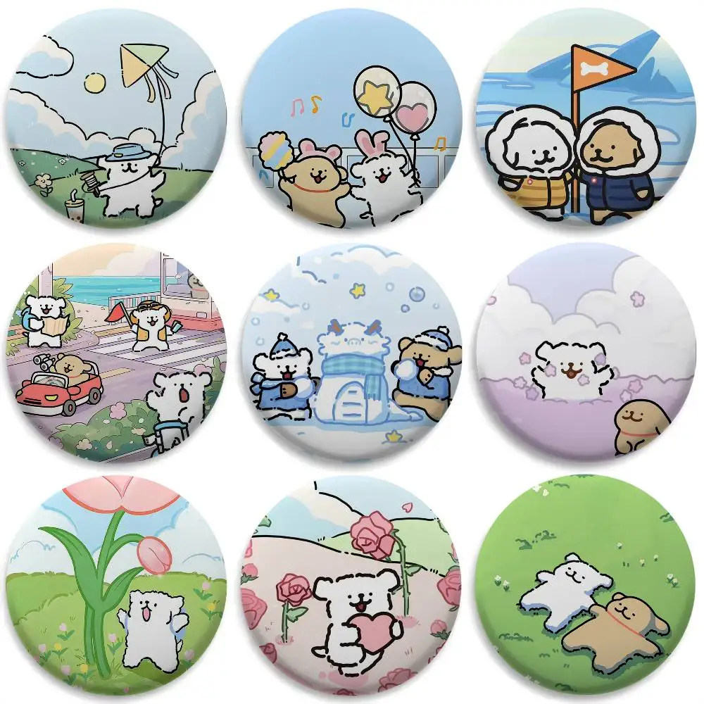 

Christmas Korean Line P-puppy Badges Round Exquisite Badge Brooches Creative Pins For Clothes Hat Backpack Gift Accessories