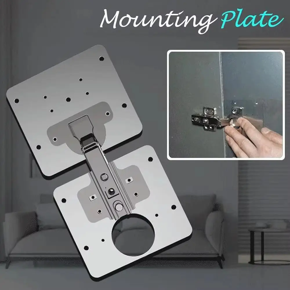 Stainless Steel Kitchen Cabinet Hinge Repair Plate with 4 Screws Silver Furniture Drawer Hinge Fixing Plate Easy to install