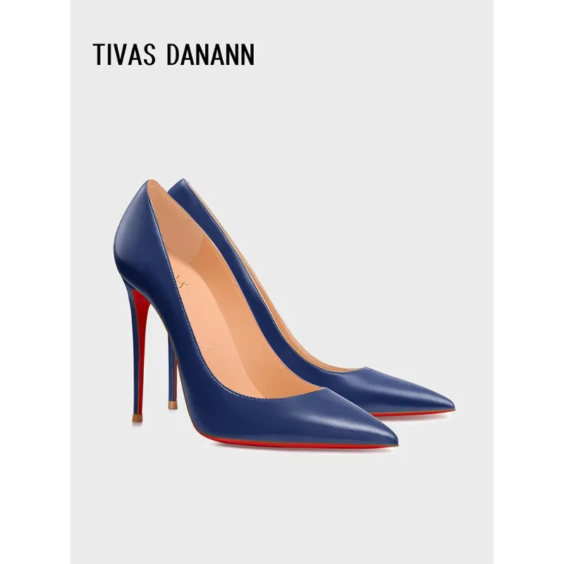 

Новые сексуальные туфли на высоком каблуке с тонким каблуком и острым носком, экспозиционные профессиональные одиночные туфли больших размеров королевского синего цвета.