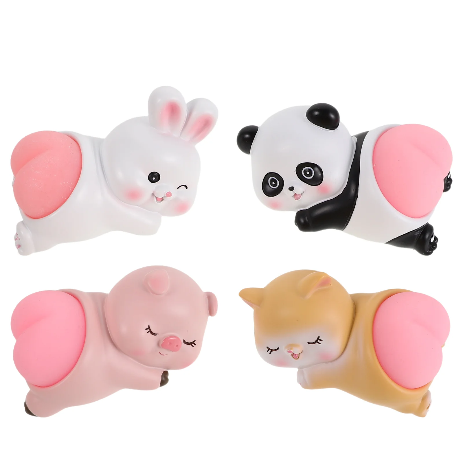 

4Pcs Creative Desktop Decorations Squishy Resin Animal Shapes Office Car Dashboard Stress Relief Cute Dashboard Ornaments