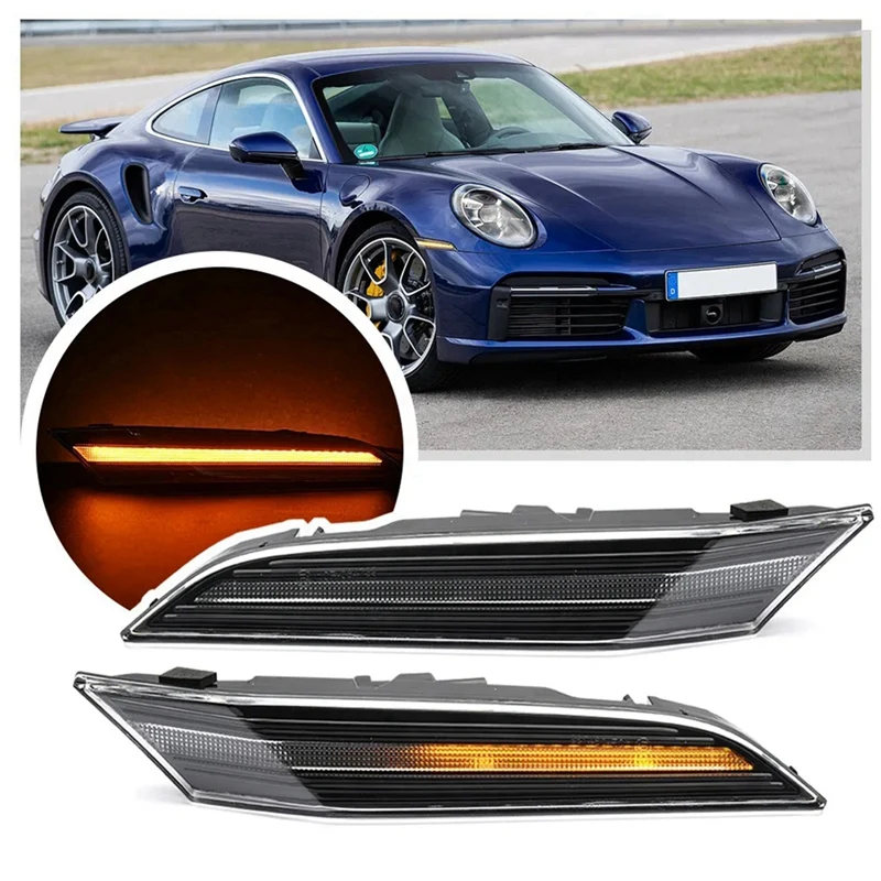 Car Clear Lens Sequential LED Side Marker Light For Porsche 911 992 2019+ Euro Style 992953041C 992953042C