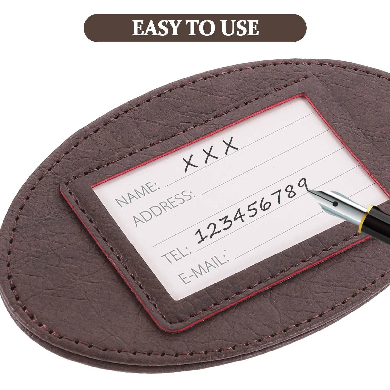 

Travel Suitcase Label Durable PU PVC Material Wear Resistant Baggage Tag Reusable Identification Card Holder Portable Travel