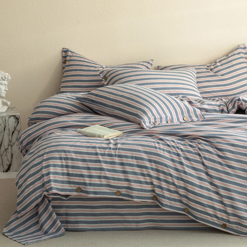 

Stripe Style Bedsheet Set Skin-friendly Bedding Girls Boys Room Bedclothes Single/Double/Queen Size Bed Linen Sets 이불세트