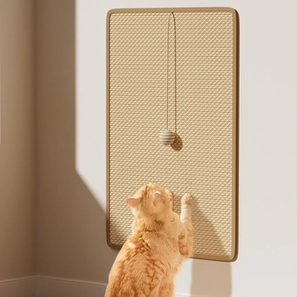 New Sisal Cat Scratching Board Wall Mount Wear-resistant Pet Grinding Pad with Ball Multi-size Furniture Protector Pet Supplies