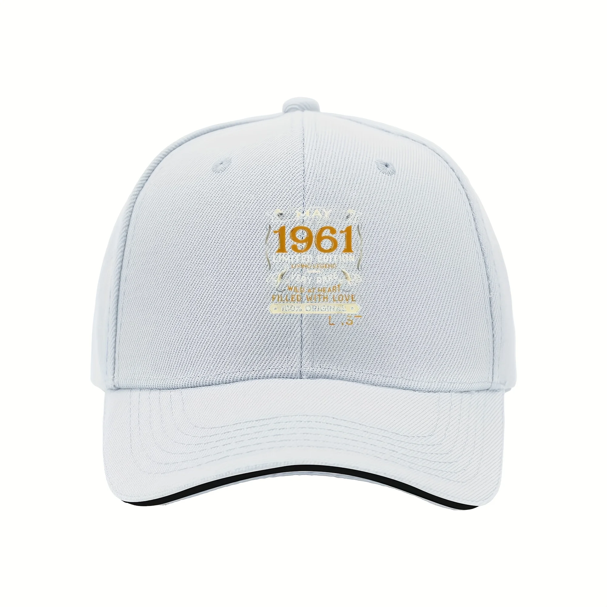 1 1961 verstellbare Baseballkappe in limitierter Auflage – Schwarz mit Gold, atmungsaktiv, Unisex, Outdoor-Laufen