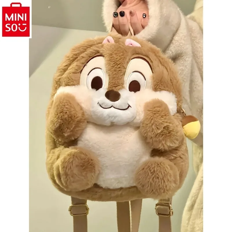 Tas selempang anak kartun MINISO, tas punggung anak manis sederhana dan lucu, tas selempang pelajar boneka chiti mewah kartun Disney