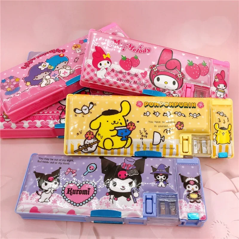 

Kawaii Sanrios Series Anime Cartoon Pencil Case Cute Cinnamoroll My Melody Kuromi Pencil Sharpener Pencil Case Stationery Box