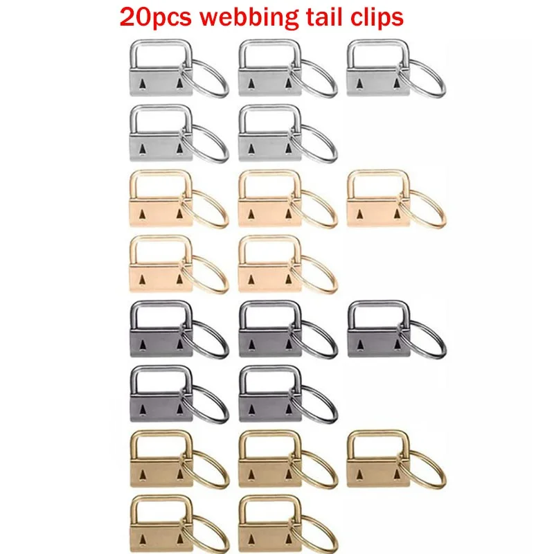 20/40PCS fettuccia coda Clip portachiavi Hardware 25mm portachiavi anello diviso con pinze per attrezzi per polsini Clip di coda in cotone