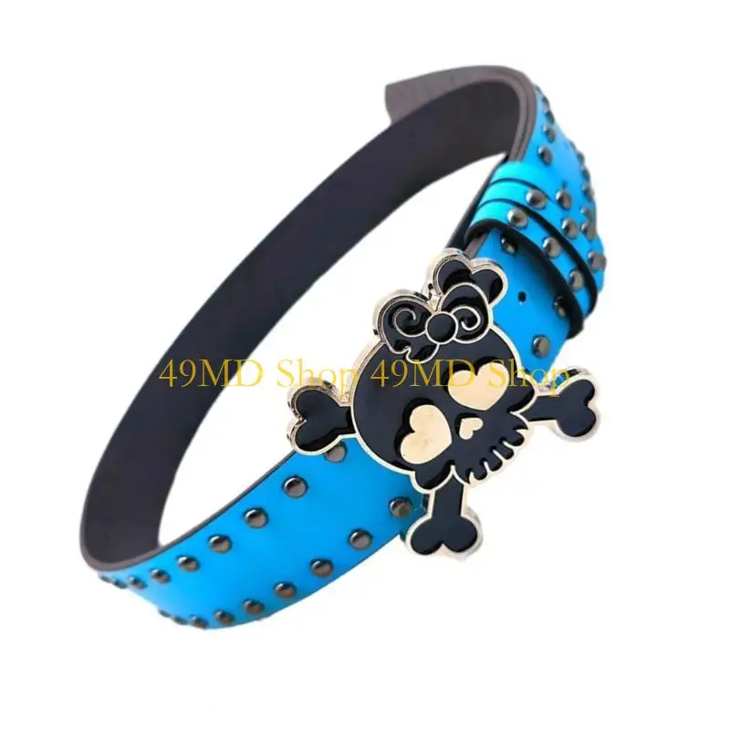 49md czaszka klamra klamry pu pasek dla kobiet 2000s subkultury nity Pasek w talii dla nastolatków dla dziewcząt chłopiec