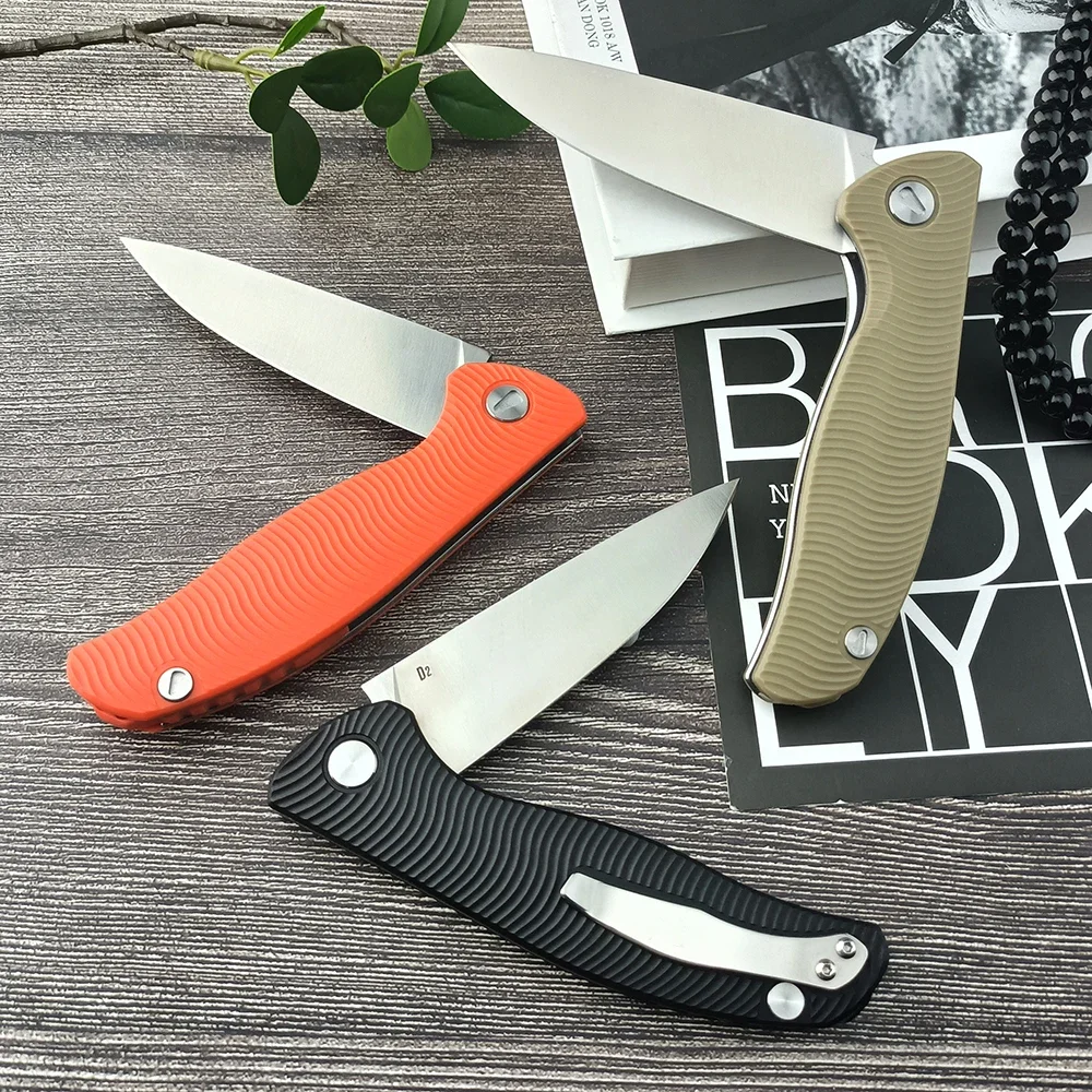 Couteaux pliants de poche à roulement russe, ouverture manuelle, manche EDC G10 avec Clip, lame D2, chasse, pêche, Camping, Flipper