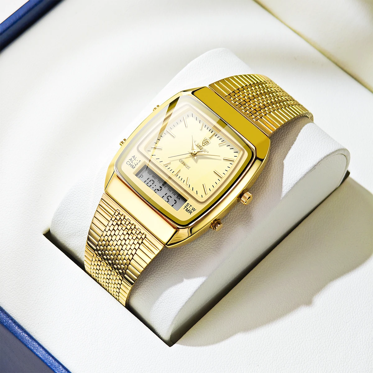 LIEBIG Бизнес Цифровые Кварцевые Часы Для Мужчин Женщин Открытый Двойной Дисплей Водонепроницаемые Наручные Часы Из Нержавеющей Стали Полоса LIEBIG Бизнес Цифровые Кварцевые Часы Для Мужчин Женщин Открытый Двойной Дисплей Водонепроницаемые Наручные Часы Из Нержавеющей Стали Полоса