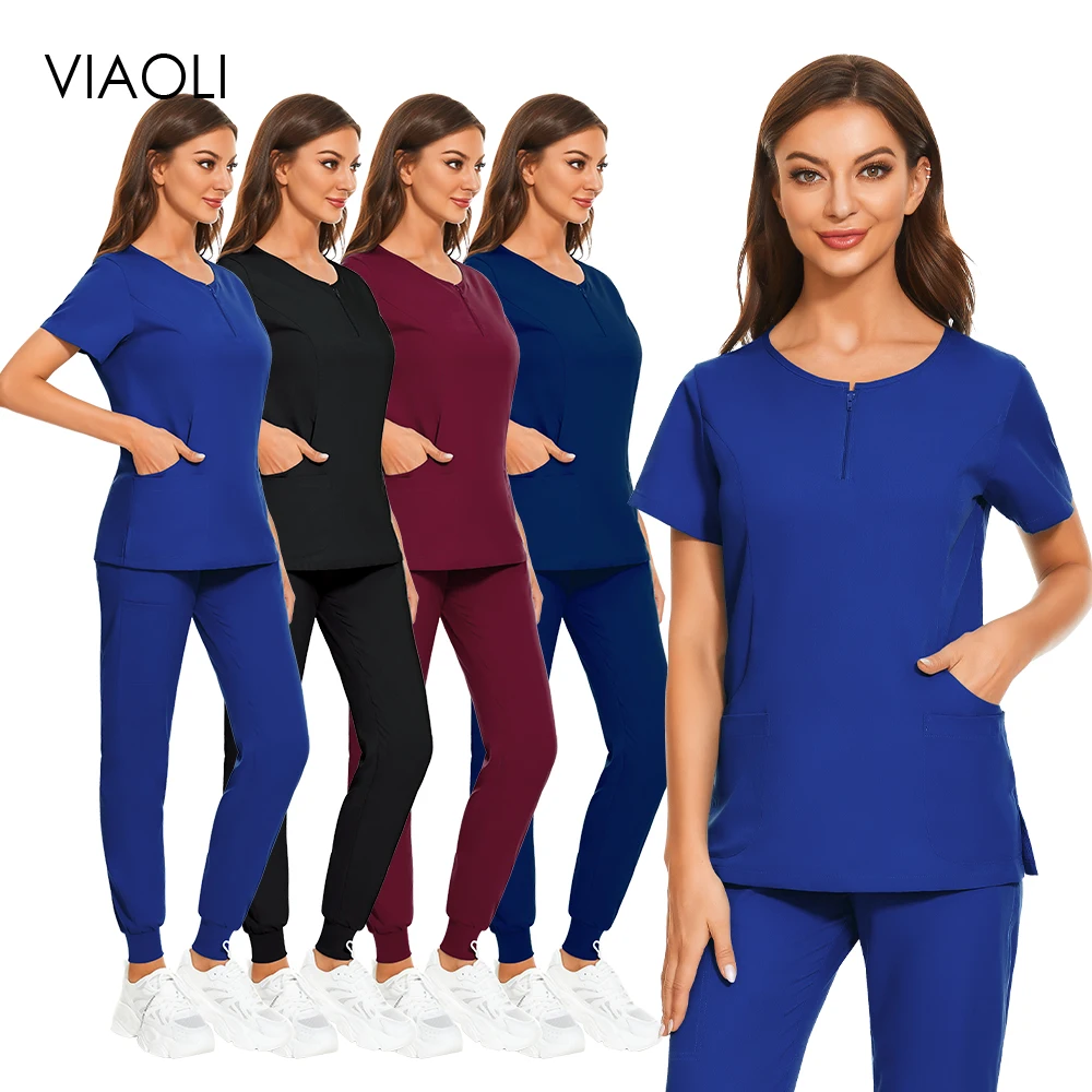 Medical Nurse Nursing Tunic Suit Beauty Salon Lab Workwear Clinical Scrubs Top Pant Spa Doctor Surgical Uniforms Woman Scrub Set