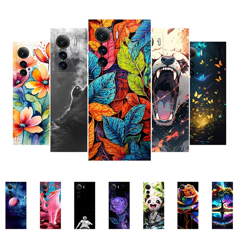 For ZTE Axon 50 Ultra Case A2024H Leaves Panda Soft Silicone Back Cover for ZTE Axon 50 Ultra Bumper Axon50Ultra Phone Case