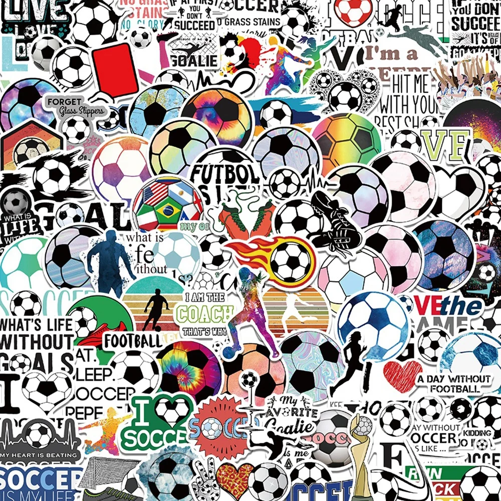 50/100pcs Soccer Stickers Football Sports Waterproof Decals for Laptop Skateboard Helmet Phone Luggage Car Bumper Kids Toys