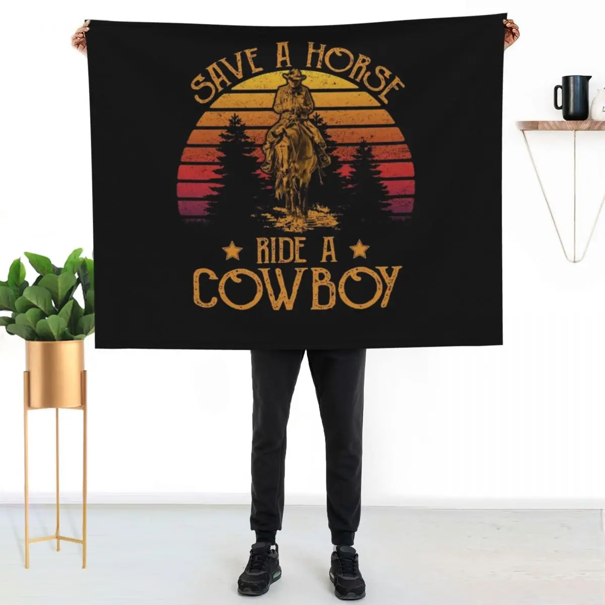 Save A Horse Ride Cowboy Shirt I Western Country Farmer Throw Blanket Multi-Purpose Thin Bed Fashion Sofas Blankets