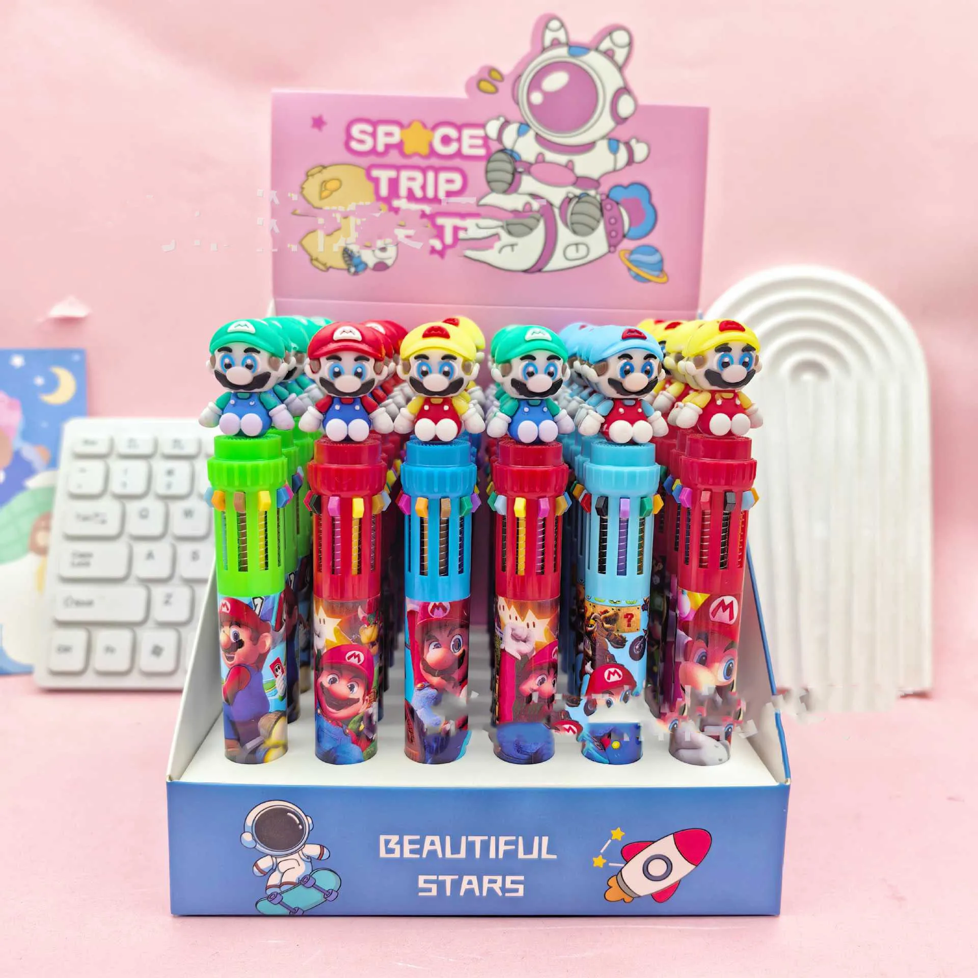

New model 6/36 Pcs Mario 10-Color Ballpoint Pen Student Ballpoint Pen Cartoon Stationery Gifts And Prizes Gift