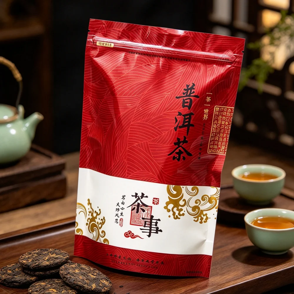 250g Chinese Puer Tea Set Zipper Bags YunNan Pu'er LaoChaTou,Ginseng Oolong Tea Recyclable Sealing Packing Bag