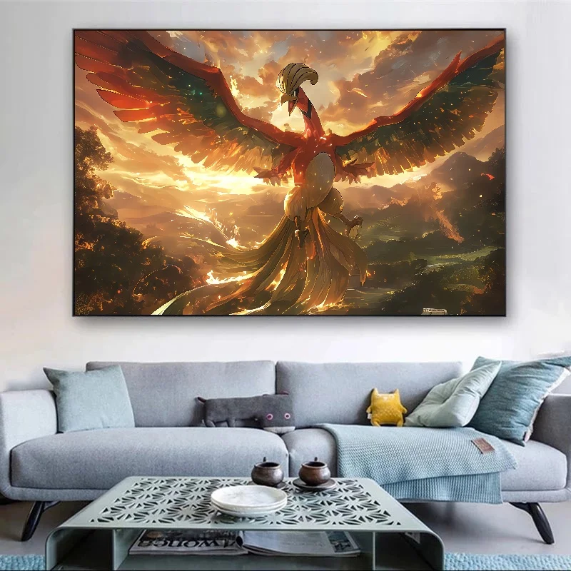 

Pokemon Anime Pictures Lugia Ho-Oh HD Poster Living Room Wall Room Art Decoration Canvas Painting Gift for Children and Friends