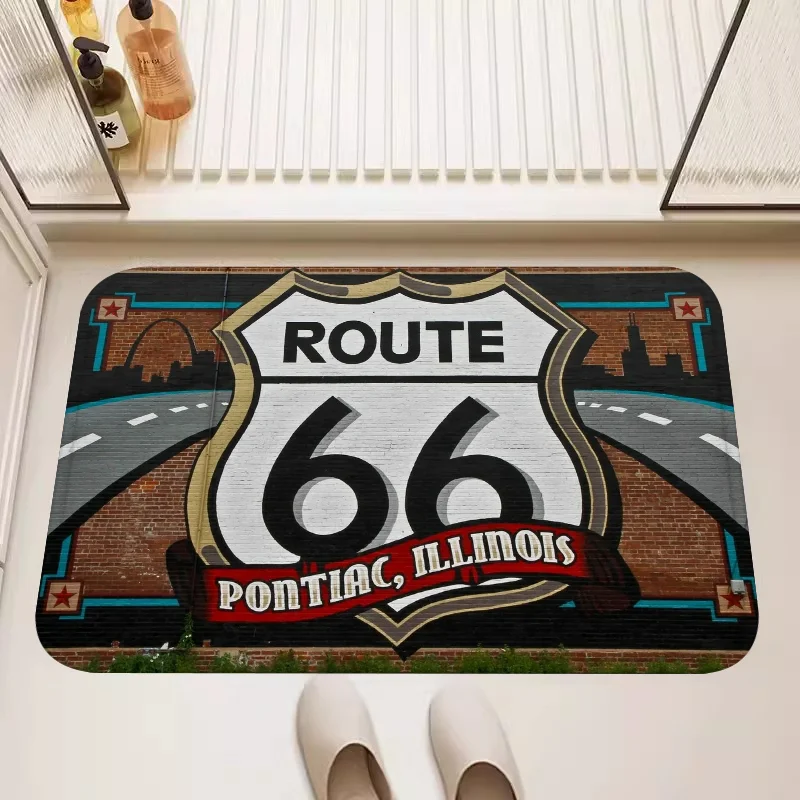 

Entrance Door Mat R-Route 66 Door Mat Doormat Carpet in the Living Room Lounge Rug Home For Kitchen Bath Bathroom Bedroom Rugs