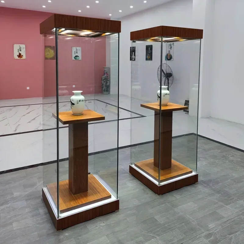 Sell like hot cakes Museum glass display case paint statue cultural relics solid wood antique custom luxury