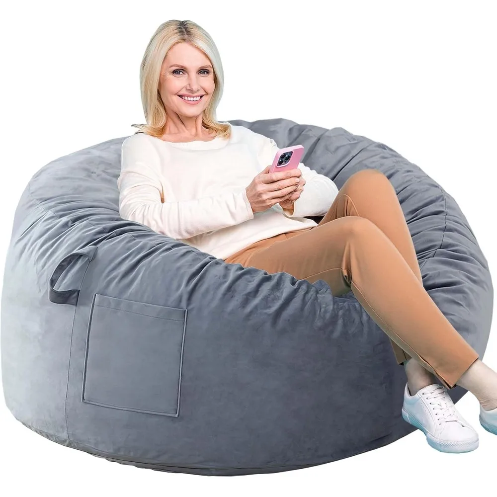 Bean Bag Chairs,Memory Foam Bean Bag Chair for Adults/Teens/Kids,Velvet Lazy Sofa Furniture W Removable High-Rebound Memory Foam