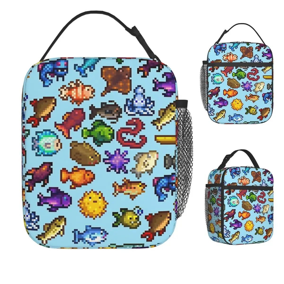 

Сумка для обеда Stardew Valley Fish, портативный ланч-бокс, сумка-холодильник с принтом для пикника, модная водонепроницаемая сумка-тоут для еды