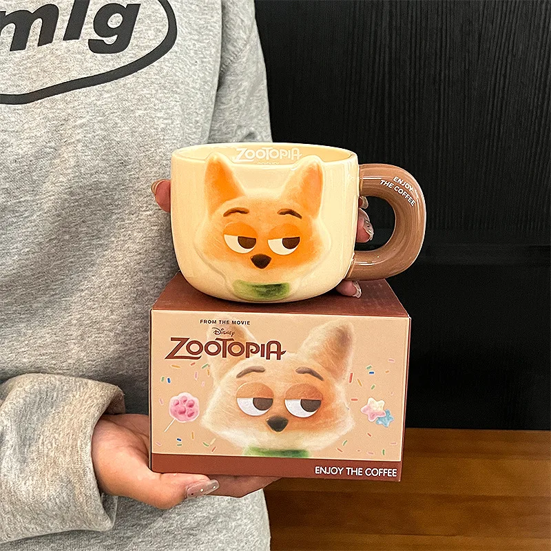 Zootopia Nick Judy Cute Cartoon Couple Ceramic Coffee Cup Kawaii Mug Water Cup Lovely Periphery Adorkable Room Decoration Gift