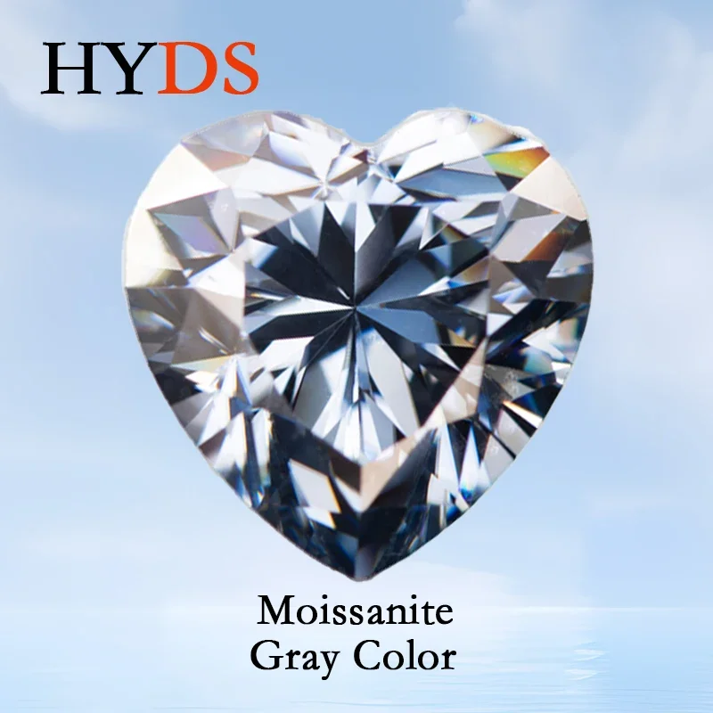 

Moissanite Stone Heart Cut Gray Color VVS1 Gemstone Lab Grown Diamond Beads DIY for Advanced Jewelry Making with GRA Certificate