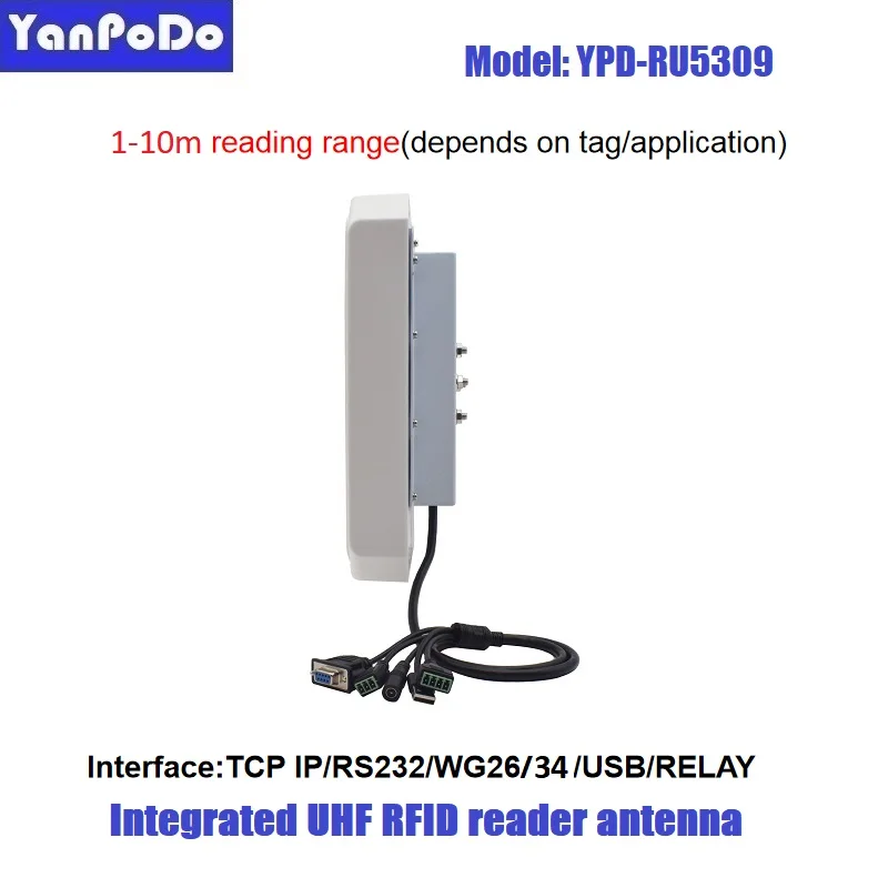 Yanpodo 10M TCP/IP uhf rfid reader long range USB RS232 WG26 WG34 RELAY free SDK for parking and warehouse management