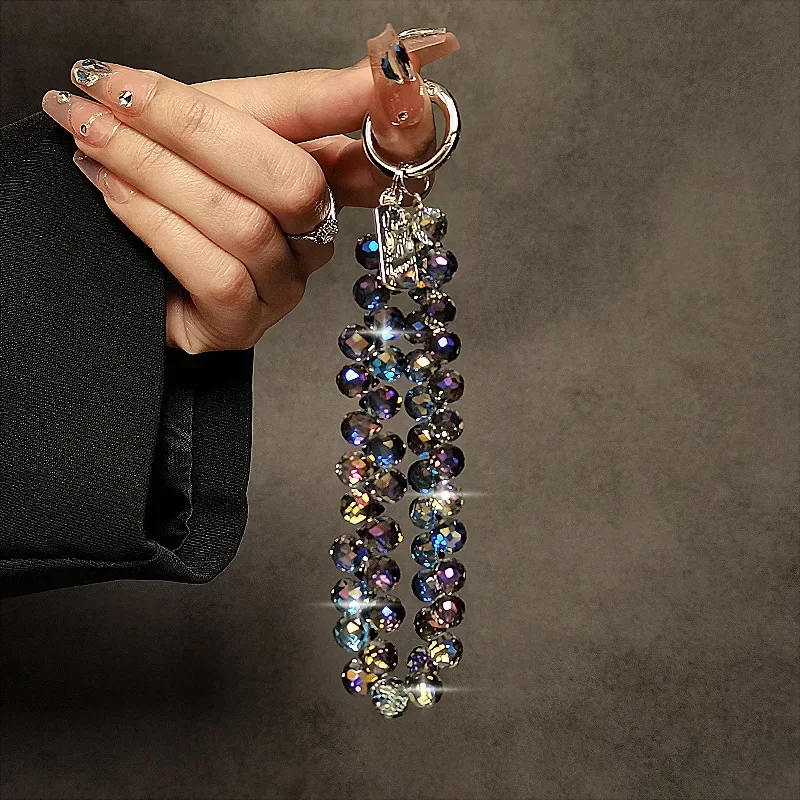 Luxury Phone Lanyard High-End Water Drop Crystal Hanging Chain Hand-Beaded Wrist Chain Hand-Held Pendant Exquisite Accessories