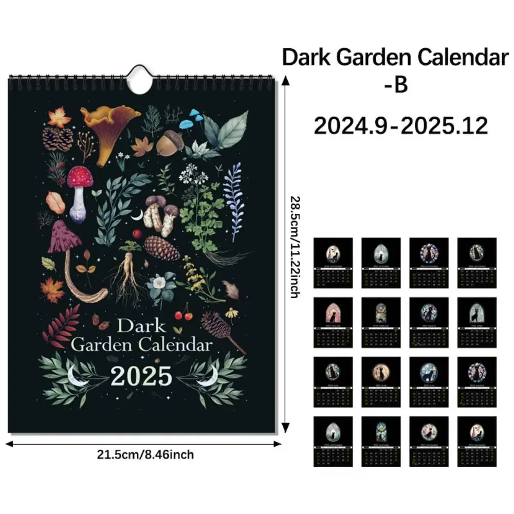 

18 Months 2025 Wall Lunar Calendars INS Dark Forest English Wall hanging Calendar with Illustrations 2024-2025 Calendar Planner