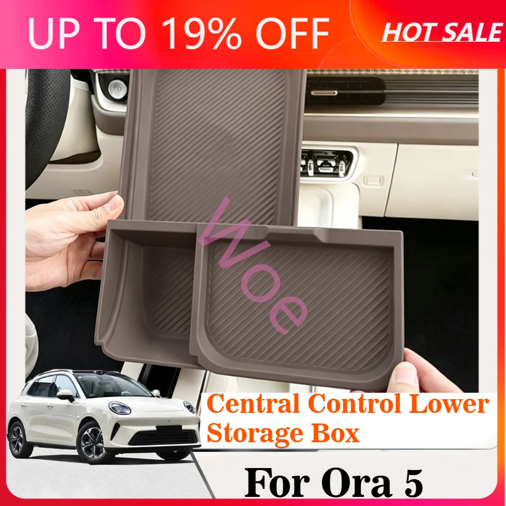 For GWM Ora 5 2026 TPE Material Storage Box Central Control Armrest Lower Layer Separate Detachable Layered Storage Car Parts