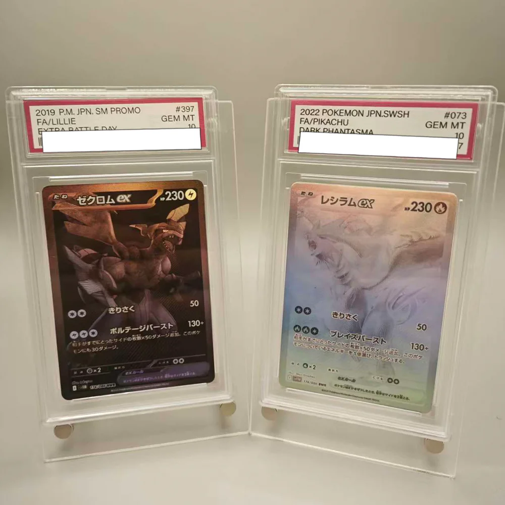 

DIY PTCG 2025 BLACK WHITE RARE RESHIRAM Ex ZEKROM Ex Rating Card Collection Card Copy 10Points Rating Card Anime Game Gift