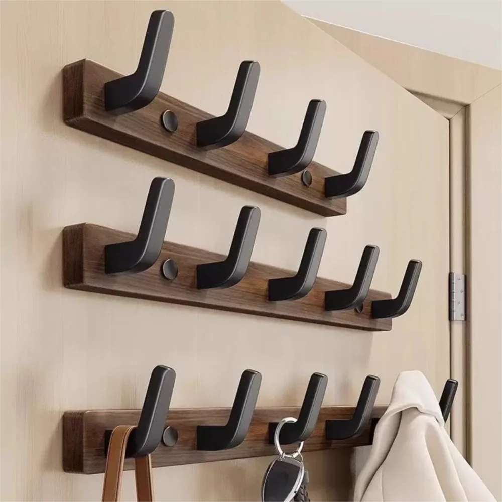 An der Wand montierter Kleiderhaken aus Walnussholz ohne Stanzen, hängende Garderobenständer für den Eingangstür, Veranda, Hängehaken für Umkleidekabine
