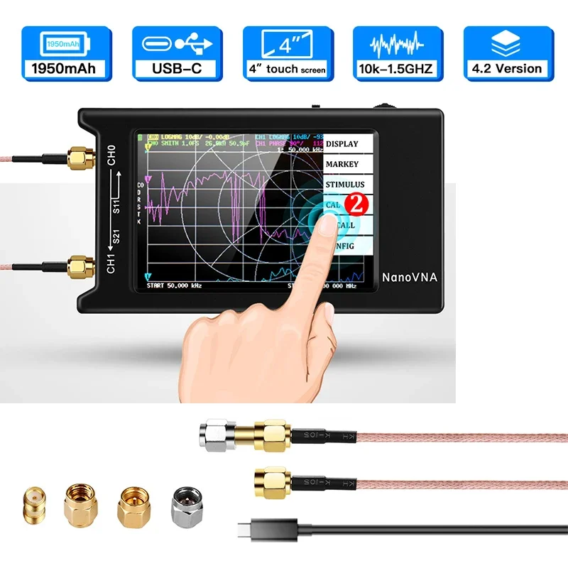 

10k-1.5GHz NanoVNA NanoVNA-F VNA HF VHF UHF Vector Network Antenna Analyzer + 4.3 inch IPS LCD + Metal Case V4.2 Version