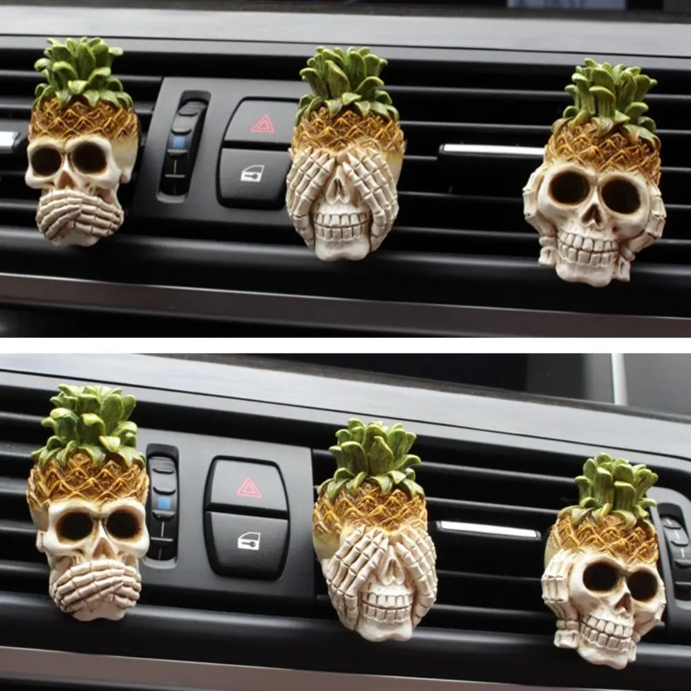 Don't Listen,Don't Say,Don't Look Car Perfume Clip Aromatherapy Fragrant Expanding Car Air Freshener Pineapple Skull Cartoon