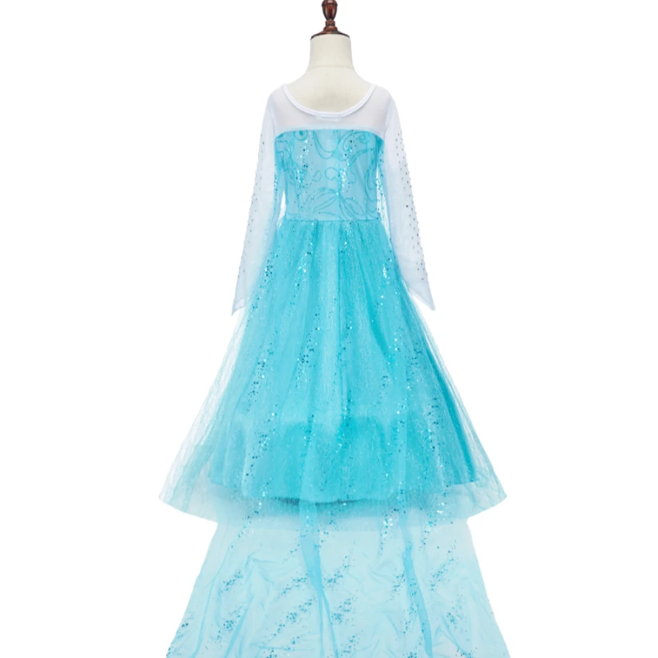 Girls Dresses Children Princess Ball Gown Girls Snow Queen Dance Layered Vestidos Christmas Long Sleeves Kids Cosplay Dresses