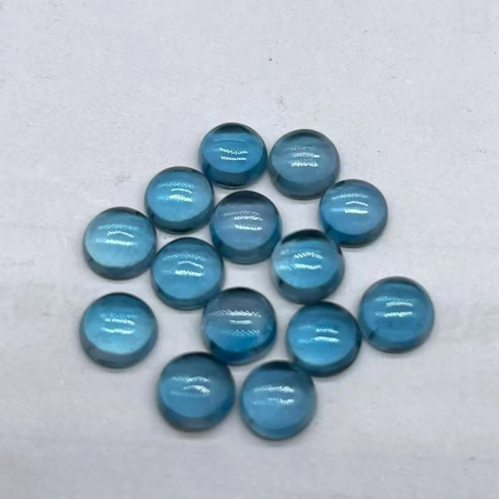 

20PCS 5-6MM Round Cabochon Cut London Blue Topaz Stone
