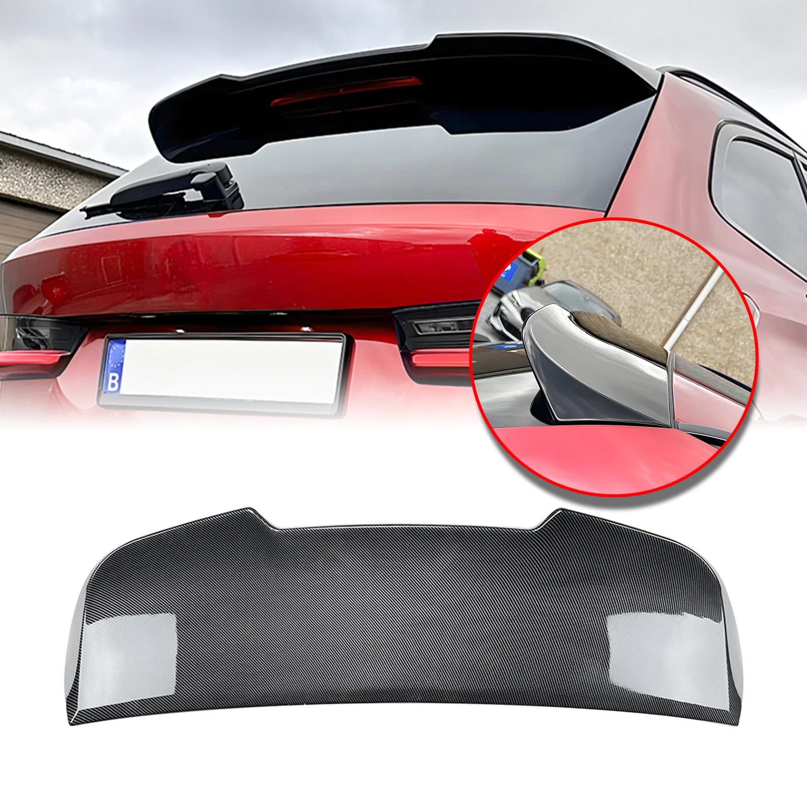 

Rear Roof Spoiler Wing For BMW 3 Series G21 2019-2023 Wagon Touring Carbon Fiber Look/Gloss Black Trunk Upper Tail Splitter Lip