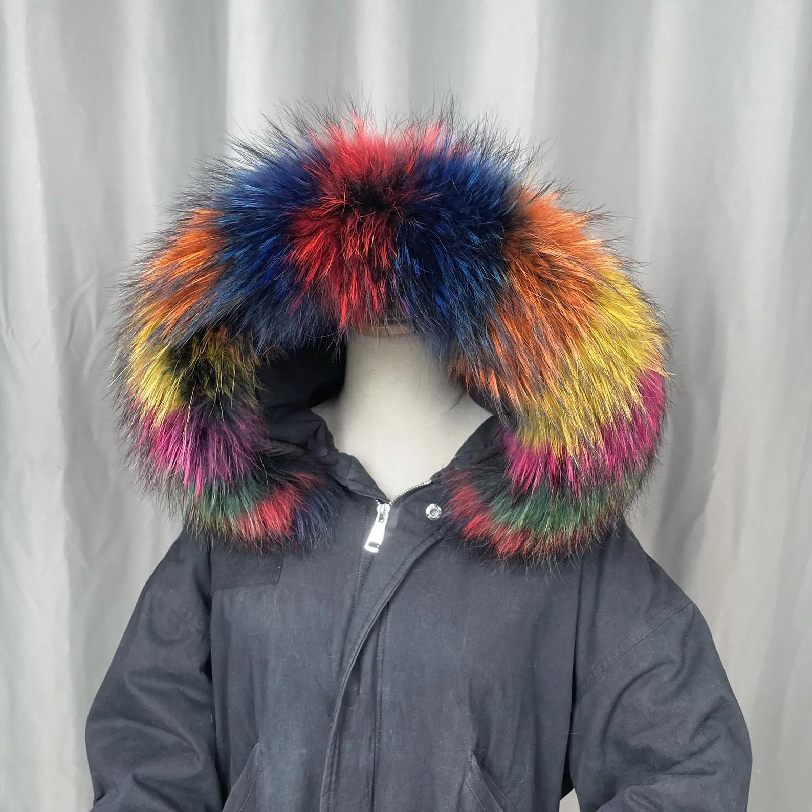 Real Raccoon Fur Collar Womens 100% Natural Fur Gray Collar Real Fur Shawl Detachable collar Fur Scraves luxury scarf