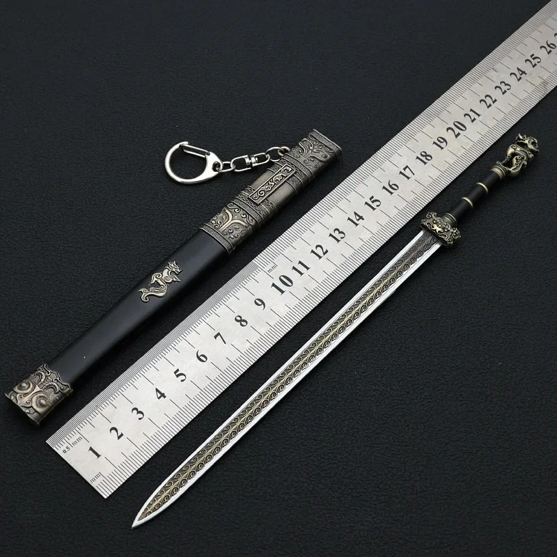 22cm/8.66in China Ancient Cold Weapon Wheeled Sword Toy Cosplay Metal Unedged Weapon Model Collectibles Crafts Ornaments Gifts
