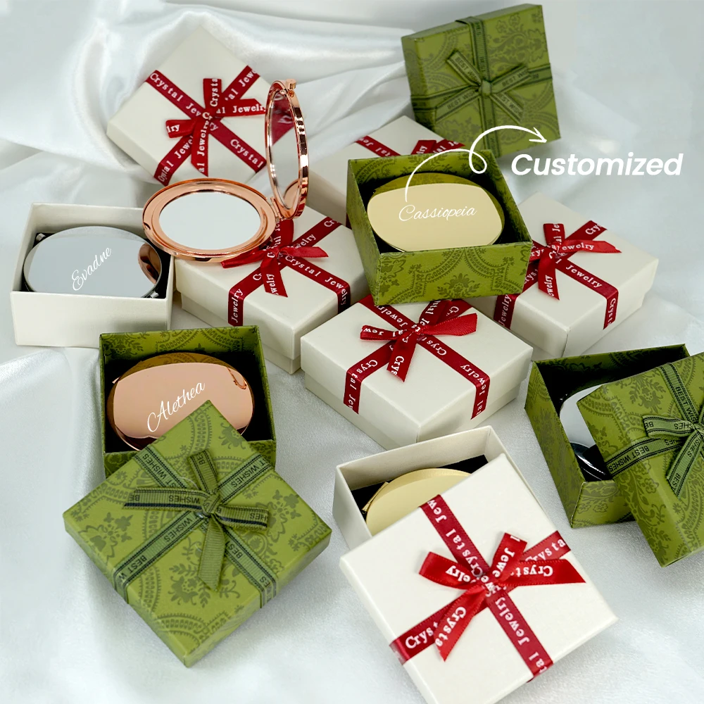 

Personalized Compact Makeup Mirror With Gift Box Customized Pocket Mirror Wedding Favors Souvenirs Bridesmaids Christmas Gifts